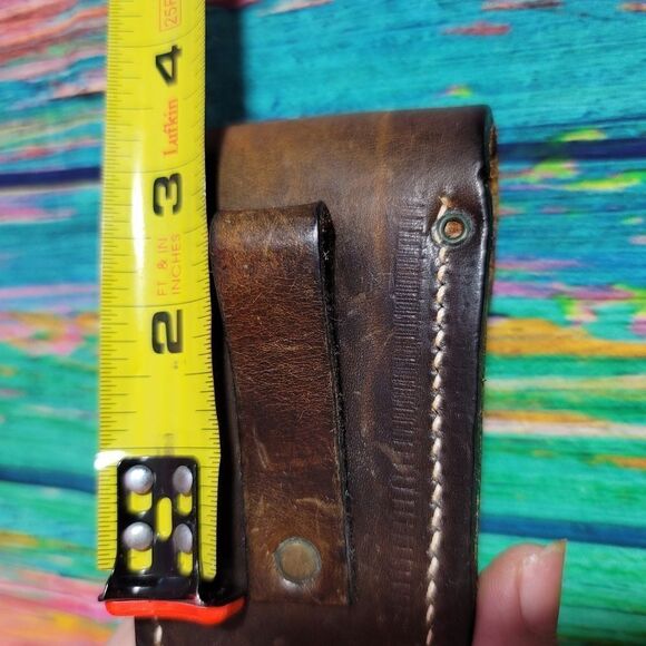 🔷️Vintage Tooled Leather Belt Loop Knife Sheath or Case Small Landscape - Picture 6 of 7